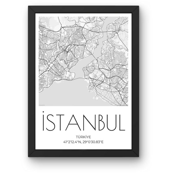 Şehir Haritası Kişiye Özel Çerçevesiz Poster